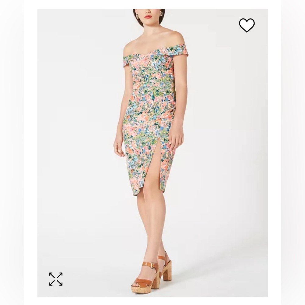 Aidan Mattox Pink Floral Off the shoulder sheath dress size 0